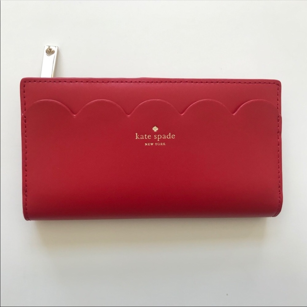 NEW Kate Spade Red Chili Scalloped Bifold Wallet